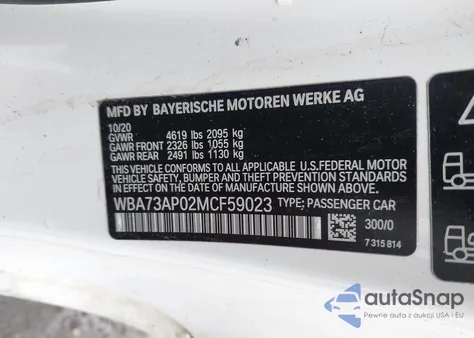 2021 BMW 430I xDrive z USA, uszkodzony, nr VIN WBA73AP02MCF59023